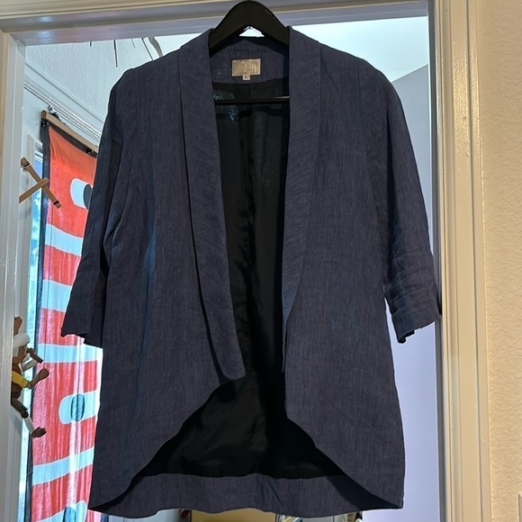 Alberto Makali blue linen open blazer size large - Picture 1 of 6